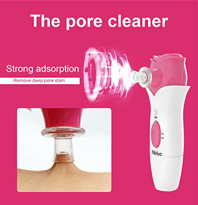 [2236] Plastic Pink Pore Cleaner Electric Face Blackhead Cleanser Facial Acne Rem