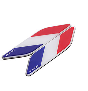 [2483] 2Pcs Door Window Emblem Badge French Flag Stick Accessories Fit Car Auto