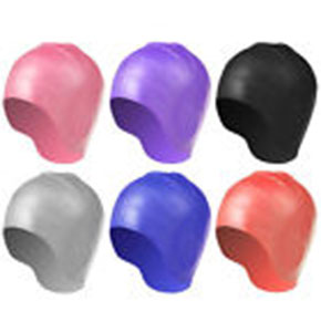 [2404] Adult Stretch Swimming Waterproof Long Hair Cap Hat Silicone Ear Cup Protector