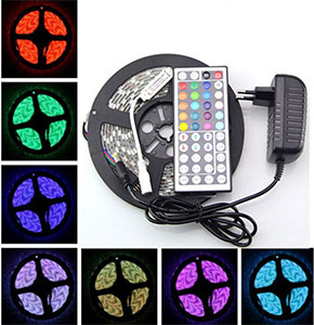 [2207] 5M RGB 300 Led SMD Flexible Light Strip Lamp 44 key IR12V 2A Power Supply