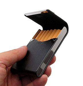 [2690] CIGARETTE Hard Case pouch Leather Flip Top Case Holder