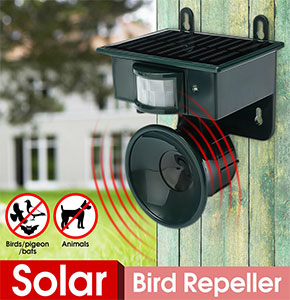 [2640] Outdoor Solar Ultrasonic PIR Repeller Animal, Bird, Cat, Pest Deterrent Scarer