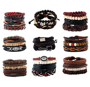 [2284] Fashion Men Women Handmade Genuine Leather Bracelet Braided Bangle Wristband